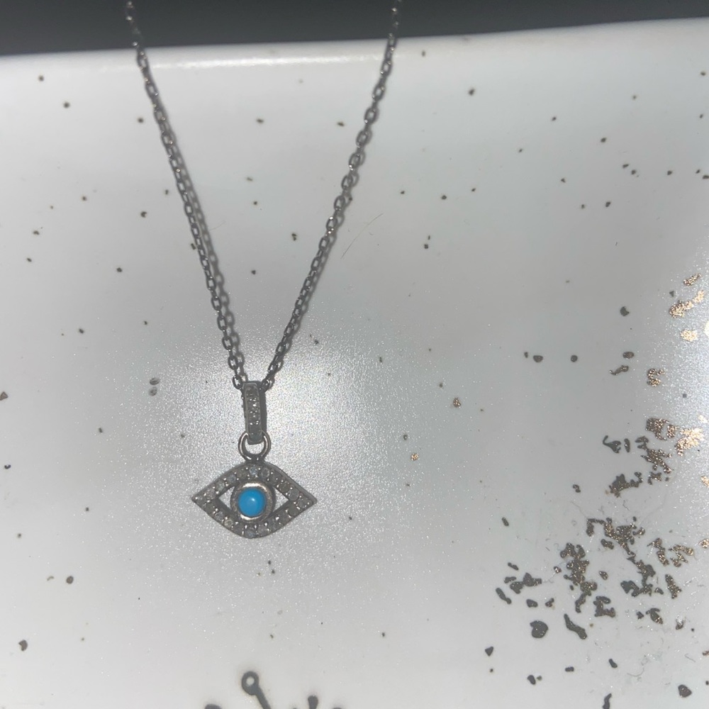 Adornia Fine diamond & turquoise evil eye necklace
